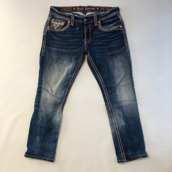 Rock Revival Marlin Straight Jeans 34X28 - Picture 1 of 12
